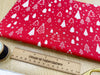 Christmas Fabric - White & Silver Christmas Trees & Stars on Red