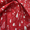 Christmas Fabric - White & Silver Christmas Trees & Stars on Red