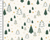 Christmas Fabric - Green & Gold Christmas Trees & Stars on Cream