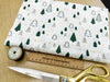 Christmas Fabric - Green & Gold Christmas Trees & Stars on Cream