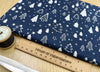 Christmas Fabric - White & Silver Christmas Trees & Stars on Navy Blue