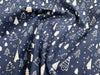 Christmas Fabric - White & Silver Christmas Trees & Stars on Navy Blue