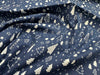 Christmas Fabric - White & Silver Christmas Trees & Stars on Navy Blue