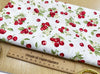 100% Cotton Poplin - Red Cherries on White