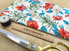 Cotton Fabric - Tropical Hibiscus Floral Print on Cream - Craft Fabric Material