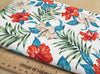 Cotton Fabric - Tropical Hibiscus Floral Print on Cream - Craft Fabric Material
