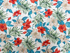 Cotton Fabric - Tropical Hibiscus Floral Print on Cream - Craft Fabric Material