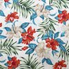 Cotton Fabric - Tropical Hibiscus Floral Print on Cream - Craft Fabric Material