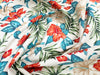 Cotton Fabric - Tropical Hibiscus Floral Print on Cream - Craft Fabric Material