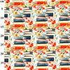 100% Cotton Fabric - Colourful Floral Reading Books White - Craft Material Metre