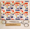 100% Cotton Fabric - Colourful Floral Reading Books White - Craft Material Metre