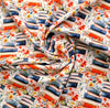 100% Cotton Fabric - Colourful Floral Reading Books White - Craft Material Metre