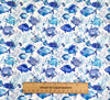 Cotton Fabric - Blue Fish - Under the Sea- Underwater Print Cotton Craft Material