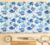 Cotton Fabric - Blue Fish - Under the Sea- Underwater Print Cotton Craft Material