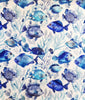 Cotton Fabric - Blue Fish - Under the Sea- Underwater Print Cotton Craft Material
