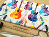 Cotton Fabric - Multicolour Guitars on Ivory - Craft Fabric Material