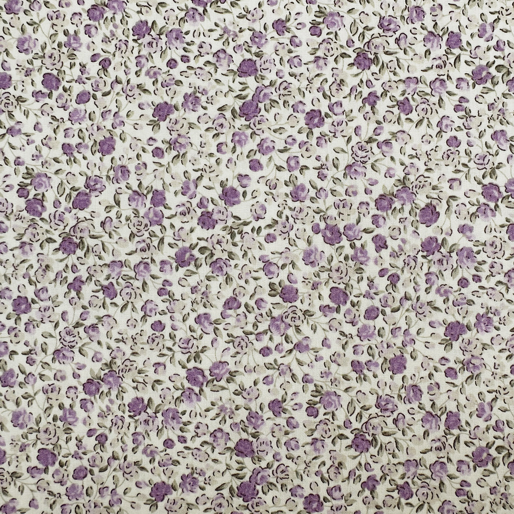 Cotton Fabric - Pretty Rose Lilac Ditsy Floral - Craft Fabric Material