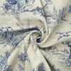 Cotton Panama Canvas Fabric - Country Toile on Navy Blue