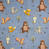 Canvas Fabric - Cute Forest Friends Animals on Blue