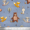 Canvas Fabric - Cute Forest Friends Animals on Blue