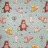 Canvas Fabric - Cute Forest Friends Animals on Duck Egg
