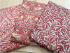 Fat Quarter Bundle - William Morris- Crimson Red- Bird floral Print Craft Fabric Material
