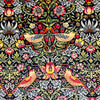 Upholstery Fabric - Heavy Weight Super Soft Plush Velvet - William Morris Strawberry Thief Ebony Black