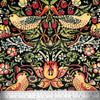 Upholstery Fabric - Heavy Weight Super Soft Plush Velvet - William Morris Strawberry Thief Ebony Black