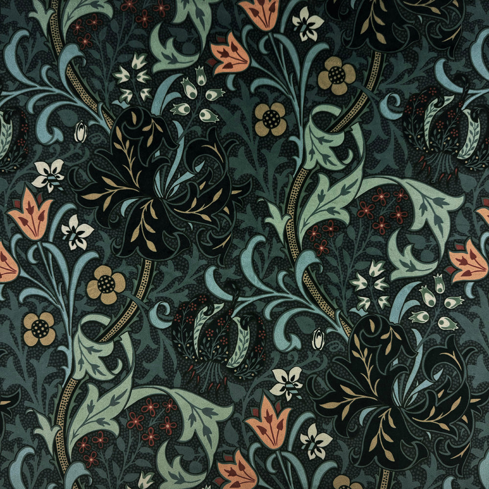 Luxury Velvet Fabric - William Morris Golden Lily Ember Velvet Upholstery Fabric