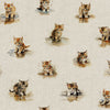 Upholstery Fabric - Cotton Rich Linen Look Material - Puddle Kittens