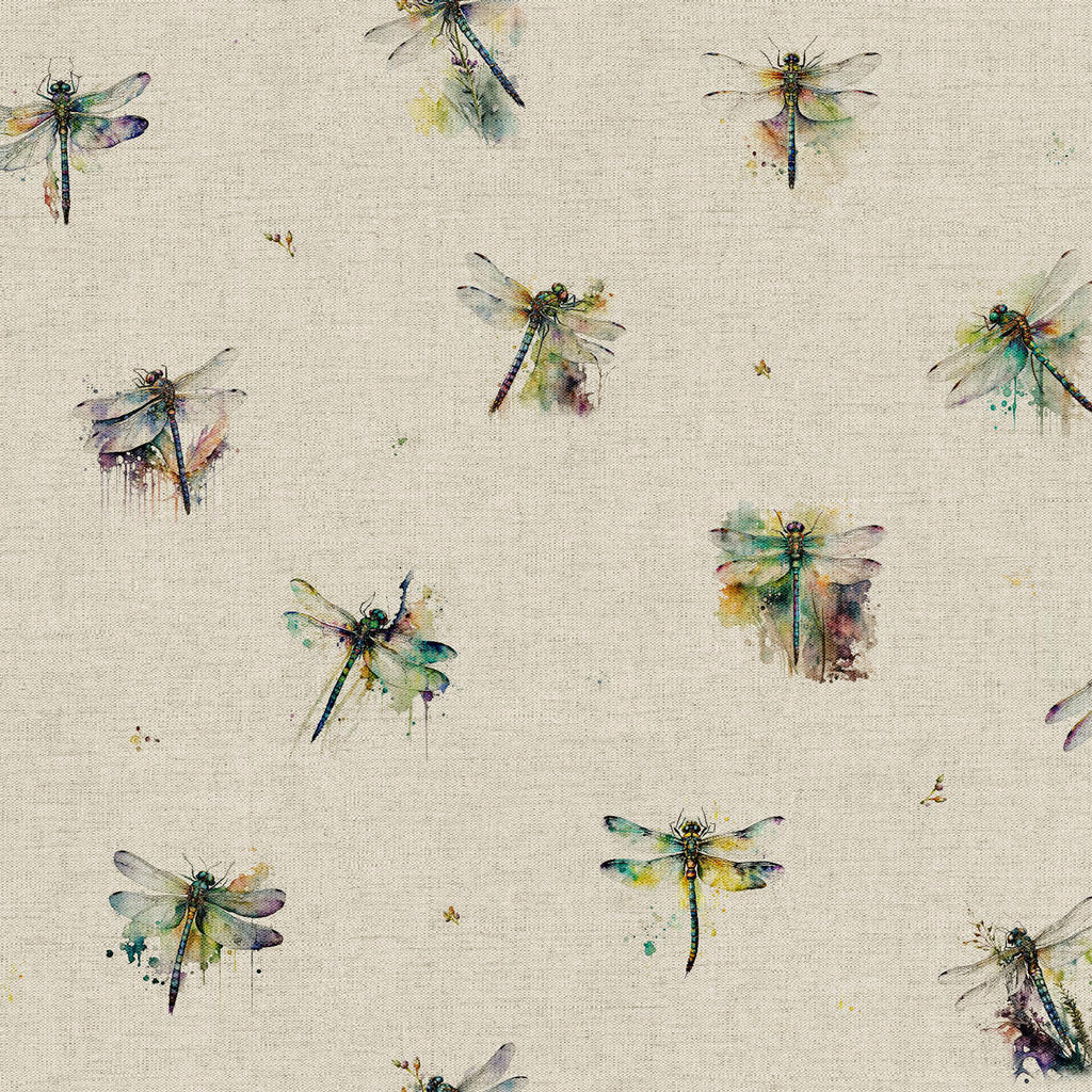 Upholstery Fabric - Cotton Rich Linen Look Material - Dragonfly