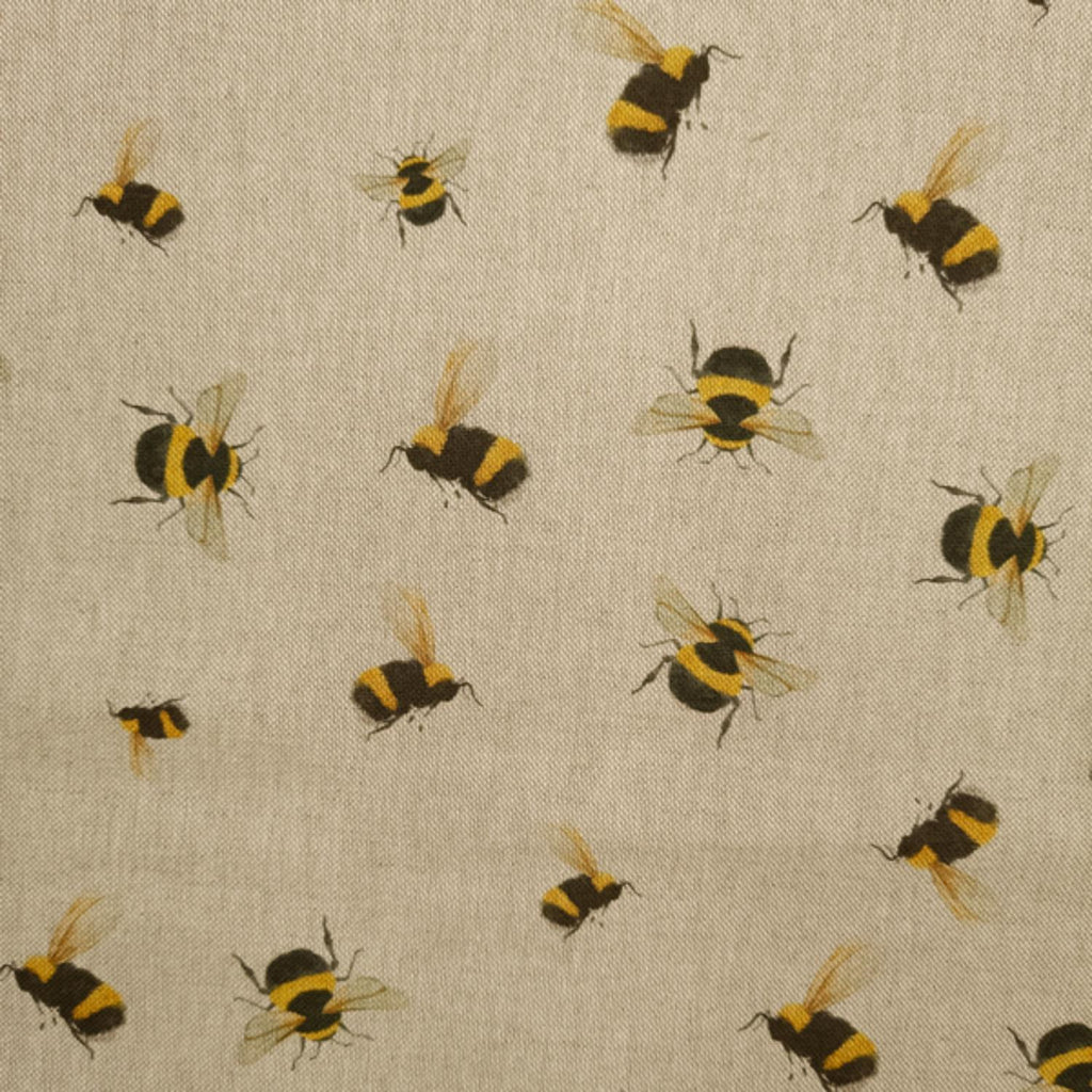 Upholstery Fabric - Cotton Rich Linen Look Material - Honey Bees