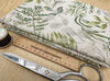 Upholstery Fabric - Cotton Rich Linen Look Material - Green & Grey Floral Leaf Print