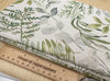 Upholstery Fabric - Cotton Rich Linen Look Material - Green & Grey Floral Leaf Print