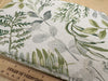 Upholstery Fabric - Cotton Rich Linen Look Material - Green & Grey Floral Leaf Print