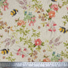 Canvas Fabric - Botanical Bees & Floral Print Linen Look Craft Fabric Material