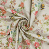 Canvas Fabric - Botanical Bees & Floral Print Linen Look Craft Fabric Material