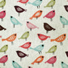 Upholstery Fabric - Bright Multicolour Scandi Birds- Cotton Rich Linen Look Material