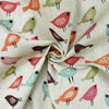 Upholstery Fabric - Bright Multicolour Scandi Birds- Cotton Rich Linen Look Material