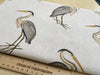 Linen Look Canvas Fabric - Heron Bird Print - Upholstery Cushion Curtain Craft Fabric