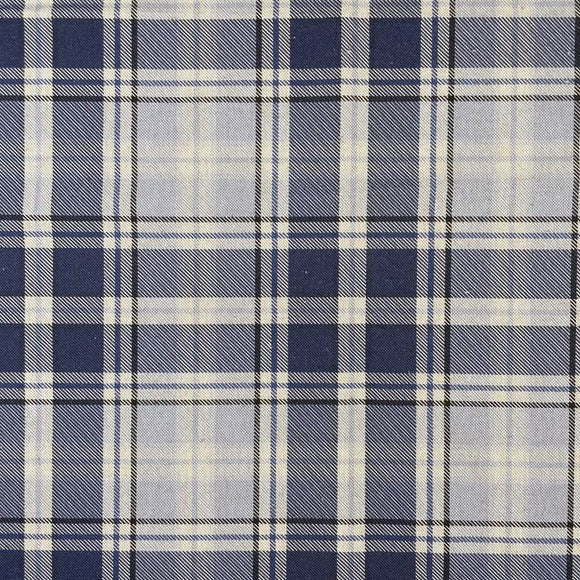 Canvas Fabric - Navy Highland Tartan Check - Craft Upholstery Fabric