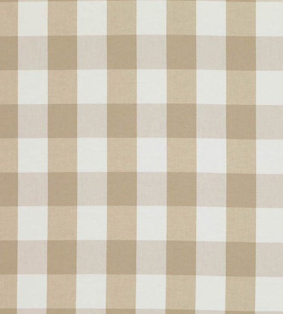 Upholstery Fabric - Romo Natural Beige & White Gingham Cotton Canvas Curtain Cushion Blind Fabric