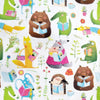 Cotton Fabric - Children's Educated Animals - Bright Coloured Material