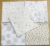 Fat Quarter Bundle - White Gold & Silver Glitter Stars Snowflakes & Baubles Christmas Mix Bunting Craft Fabric