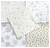 Fat Quarter Bundle - White Gold & Silver Glitter Stars Snowflakes & Baubles Christmas Mix Bunting Craft Fabric