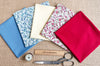Fat Quarter Bundle - Pretty Burgundy & Blue Ditsy Floral Mix Bunting Craft Fabric