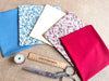 Fat Quarter Bundle - Pretty Burgundy & Blue Ditsy Floral Mix Bunting Craft Fabric