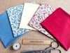 Fat Quarter Bundle - Pretty Burgundy & Blue Ditsy Floral Mix Bunting Craft Fabric