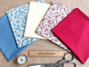 Fat Quarter Bundle - Pretty Burgundy & Blue Ditsy Floral Mix Bunting Craft Fabric
