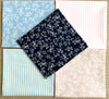 Fat Quarter Bundle - Navy Blue & Dusky Pink Floral Stripe Mix Bunting Craft Fabric
